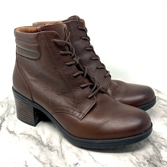 Clarks Shoes Clarks Hollis Jasmine Brown Leather Lace Up Chunky